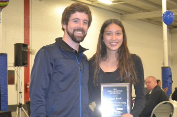 Lemoore Teen Volunteer of the Year Tomi Ford and Rec Specialist Jorden Barba.